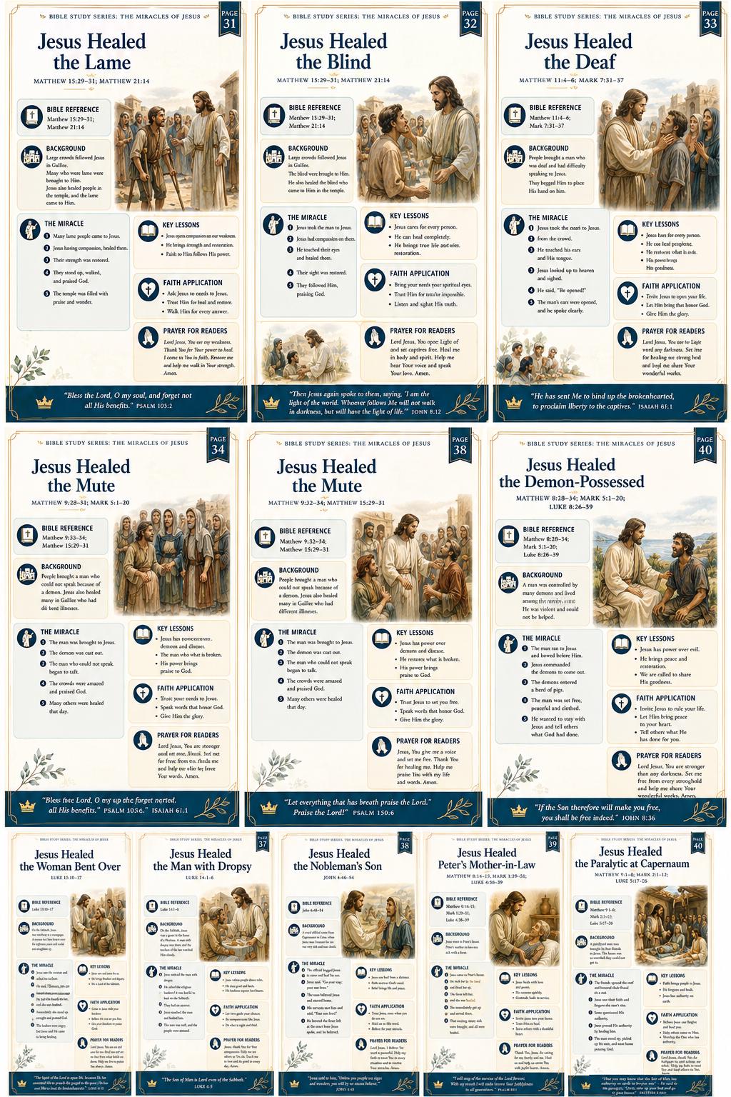 36 Miracles of Jesus Bundle Series, Bible Study Printable, Christian Lesson Posters, Sunday School (PDF and PNG Digital Download)