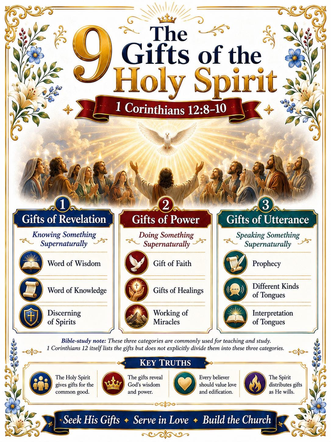 Nine Gifts of the Holy Spirit Bible Study Bundle, Spiritual Gifts Poster, Worksheet, Teacher Lesson, Study Guide, Quiz, (PDF PNG MP4)