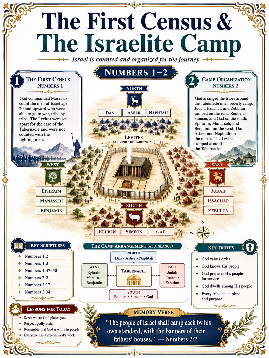 The First Census and Israelite Camp Bible Study Bundle, Numbers 1–2 Poster, Worksheet, Teacher Lesson, Guide, Quiz, (PDF PNG MP4 Download)