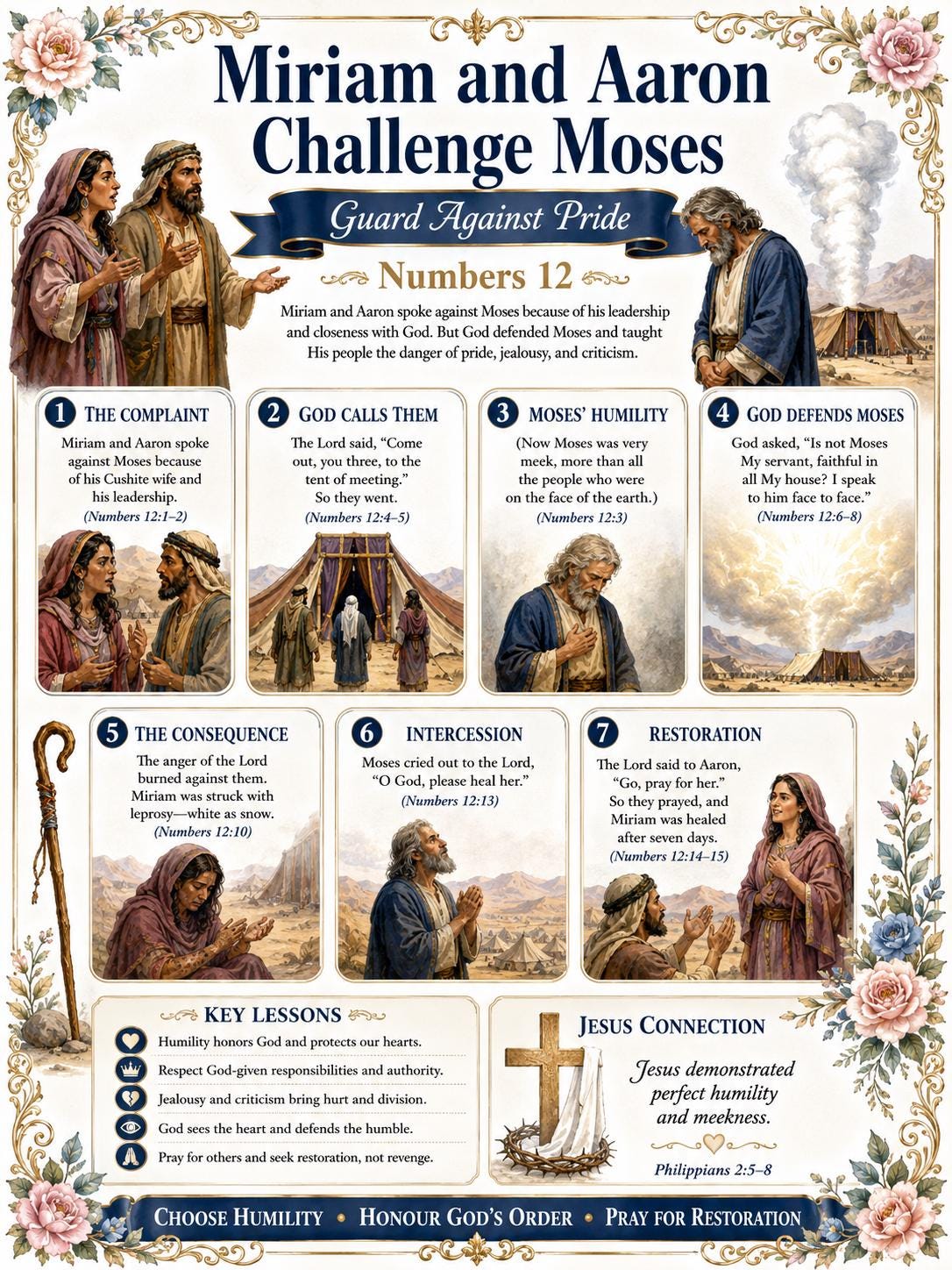 Miriam and Aaron Challenge Moses Bible Study Bundle, Guard Against Pride Poster, Worksheet, Teacher Lesson, Guide, Quiz, (PDF PNG MP4)