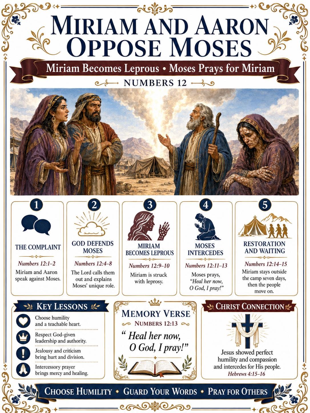 Miriam and Aaron Oppose Moses Bible Study Bundle, Numbers 12 Poster, Worksheet, Teacher Lesson, Guide, Quiz, (PDF PNG MP4 Download)
