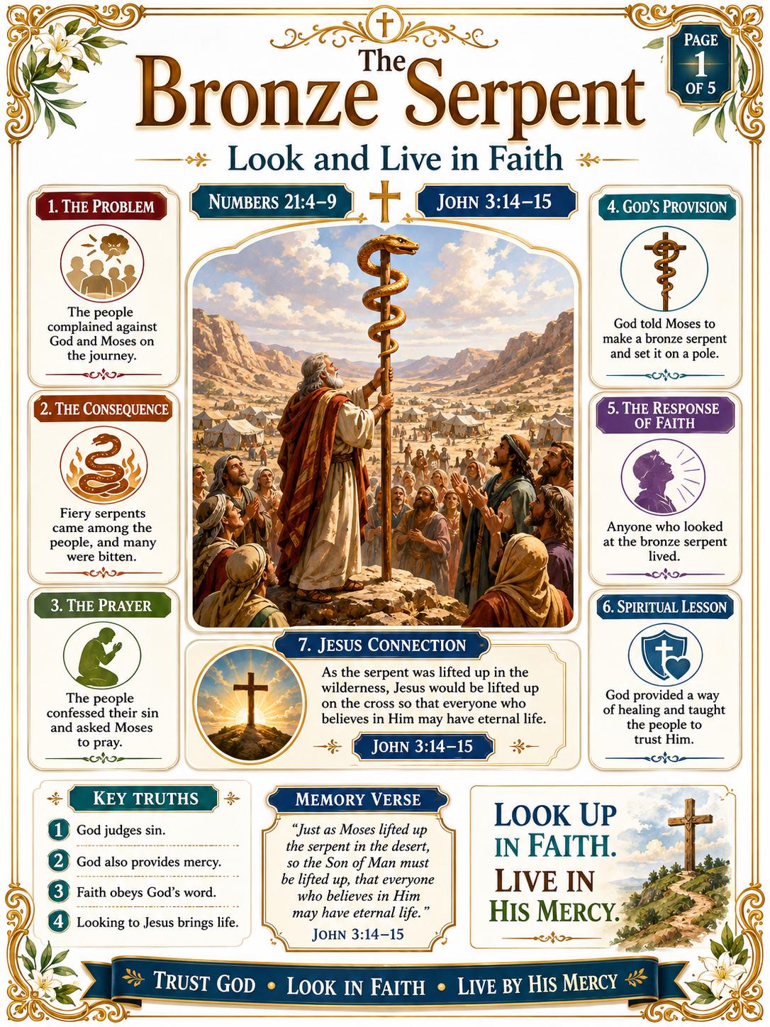 The Bronze Serpent Bible Study Bundle, Poster, Worksheet, Teacher Lesson, Study Guide, Quiz, PDF PNG MP4 Downloads
