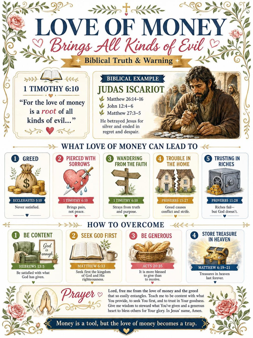 Love of Money Bible Study Bundle, Biblical Truth Poster, Student Worksheet, Teacher Lesson Plan, Quiz, Christian Printable (PDF PNG MP4)