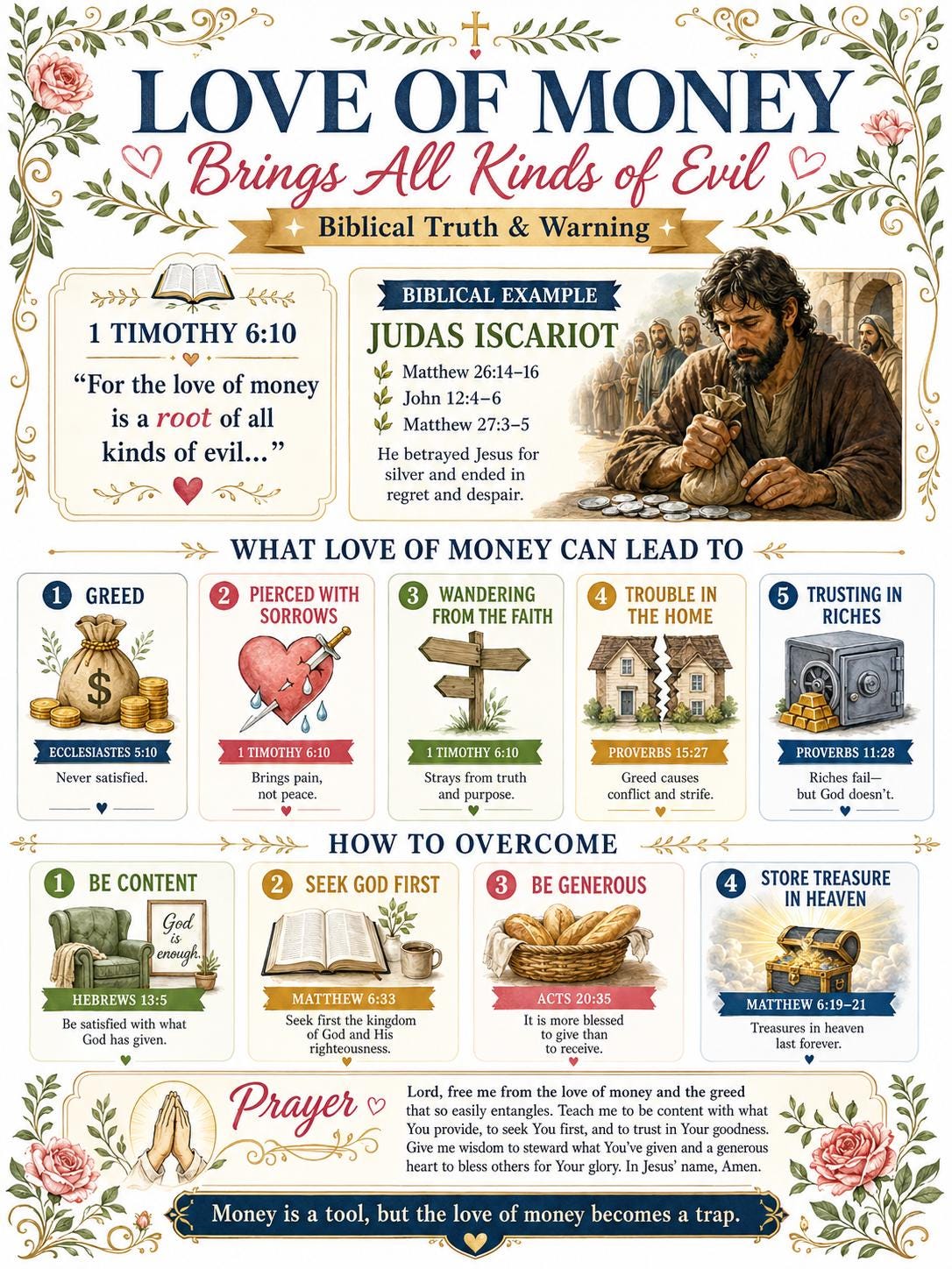 Love of Money Bible Study Bundle, Biblical Truth Poster, Student Worksheet, Teacher Lesson Plan, Quiz, Christian Printable (PDF PNG MP4)