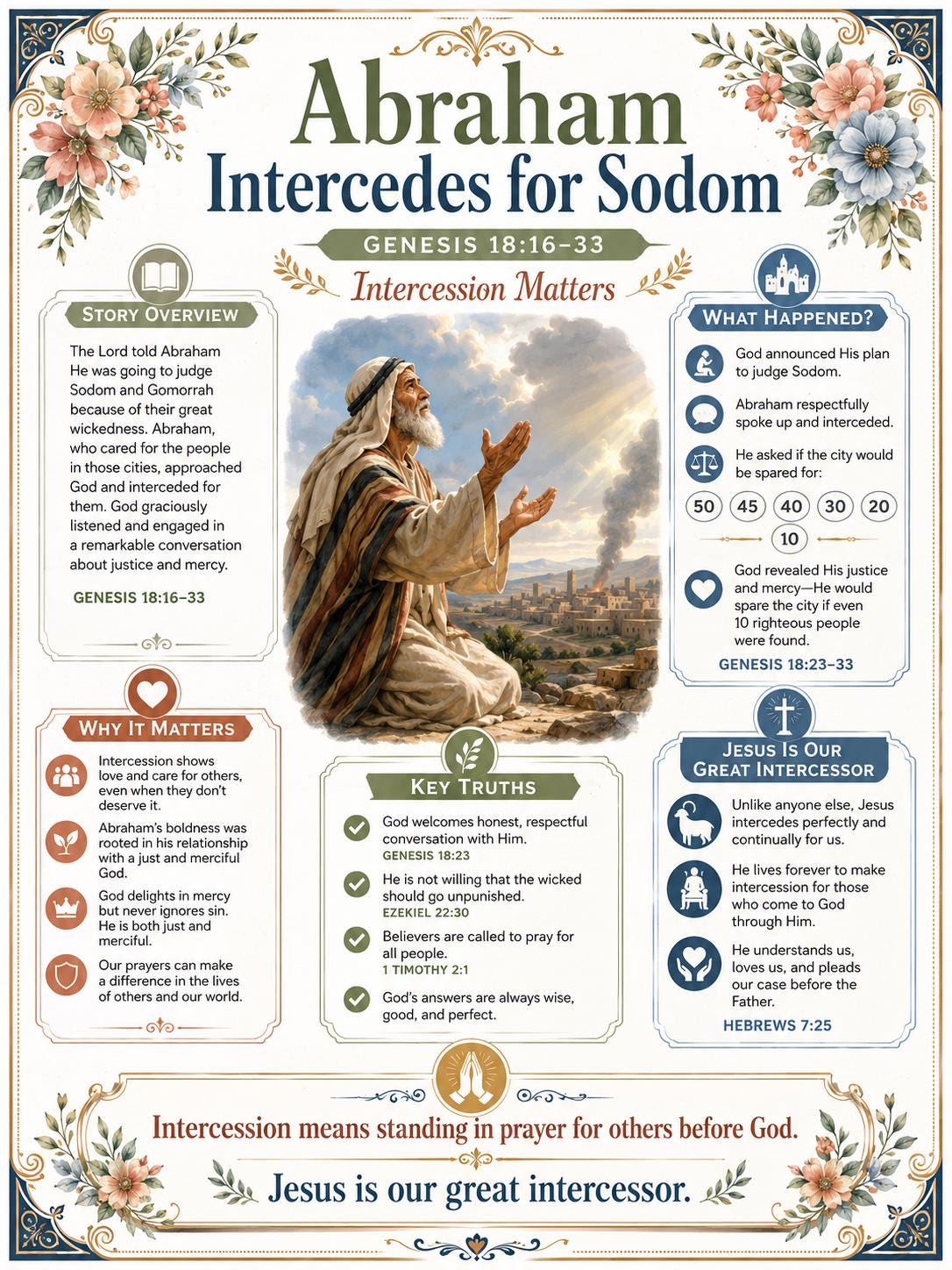 Abraham Intercedes for Sodom Bible Study Bundle, Genesis 18 Poster, Worksheet, Teacher Lesson, Guide, Quiz, (PDF PNG MP4 Downloads)