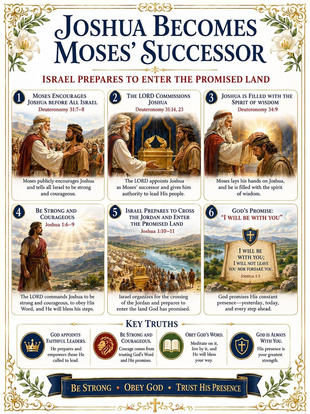 Joshua Becomes Moses’ Successor Bible Study Bundle, Promised Land Poster, Worksheet, Teacher Lesson, Guide, Quiz, (PDF PNG MP4 Download)