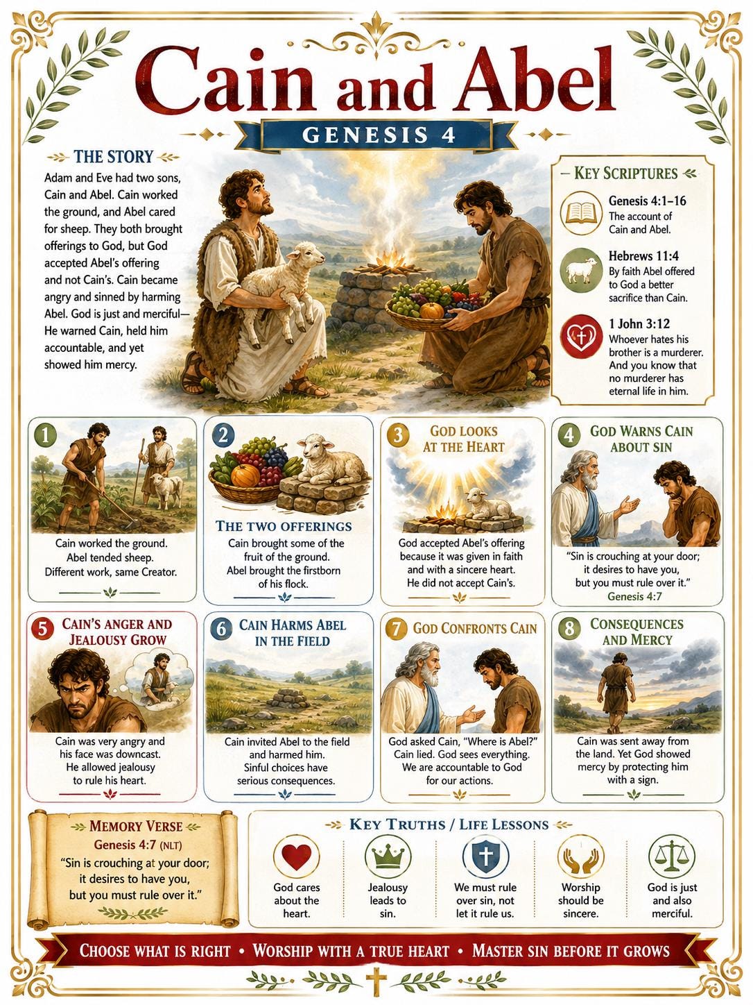 Cain and Abel Bible Study Bundle, Genesis 4 Poster, Worksheet, Teacher Lesson, Study Guide, Quiz, (PDF, PNG and MP4 Downloads)